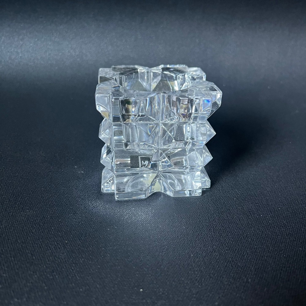 Mikasa Skylight Crystal Cube Candle Holder XY 371/331 Faceted Glass Slovenia